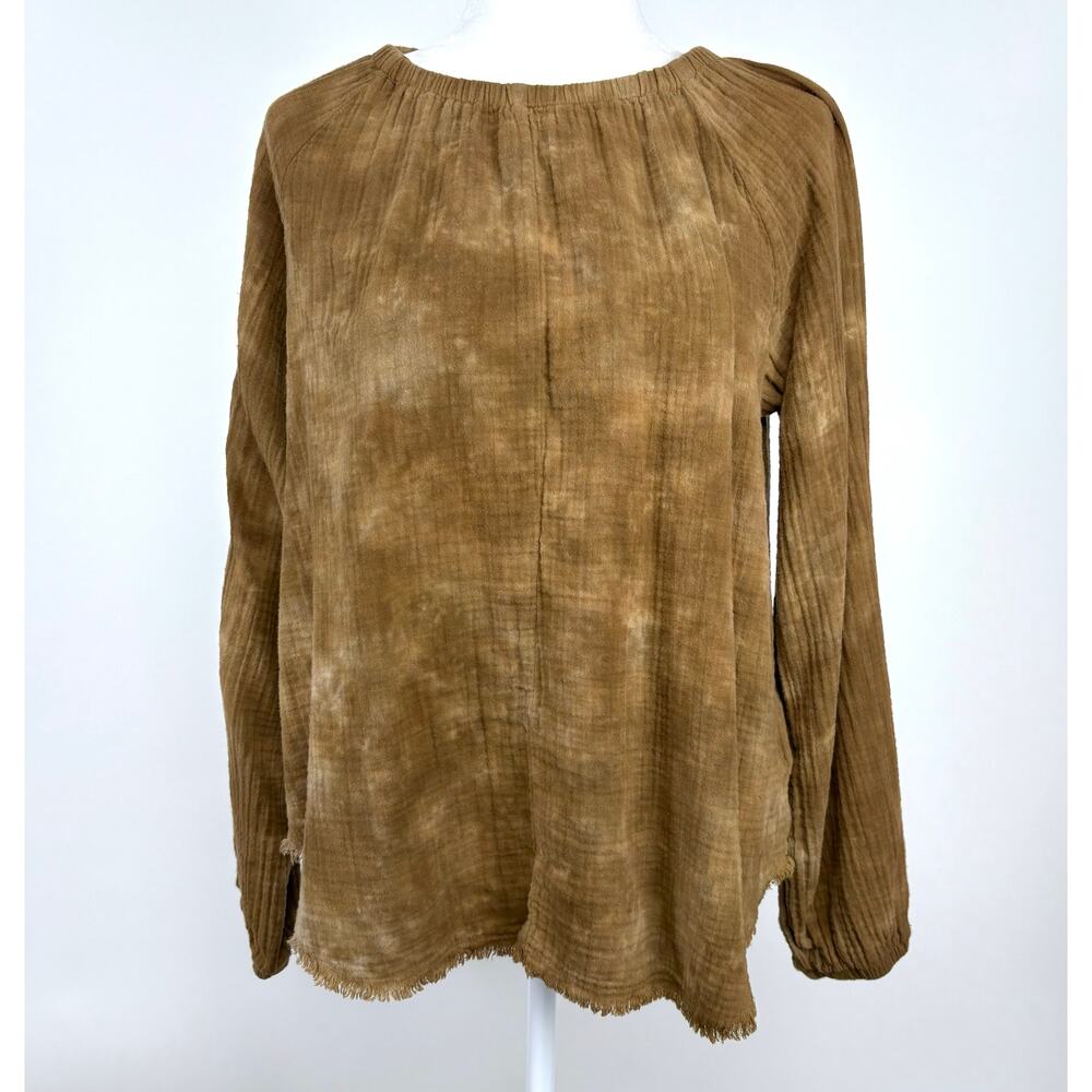 Cloth & Stone Gauzy Cotton Tie Dye Long Sleeve Top Size Large Boho Modest Casual